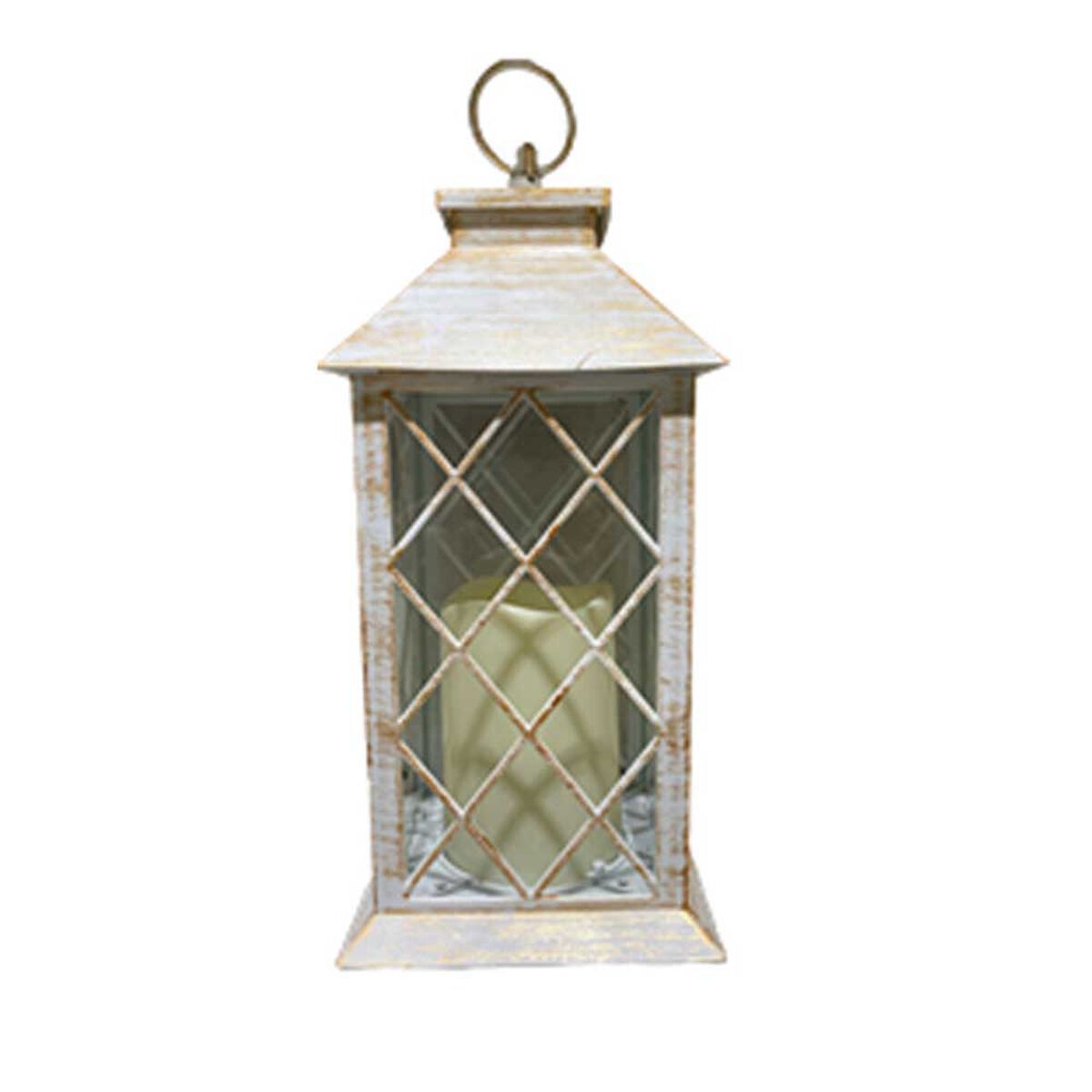 Fanal con Vela Led Plástico Vgo  31 x 14 cm Blanco