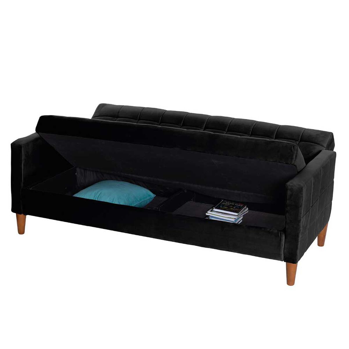 Futón Latam Home Genova Velvet 3 Cuerpos Negro