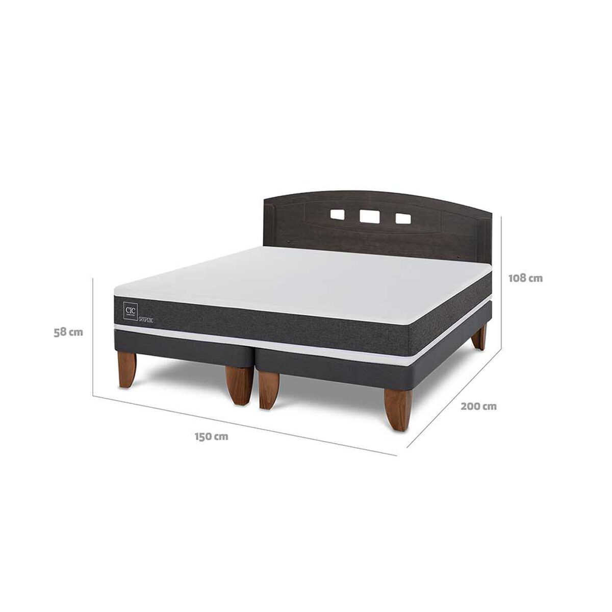Cama Europea CIC Base Dividida 2 Plazas Ortopedic + Respaldo Gales