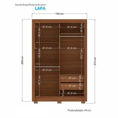 Clóset Onessta Lapa 2 Puertas 2 Cajones Grafito