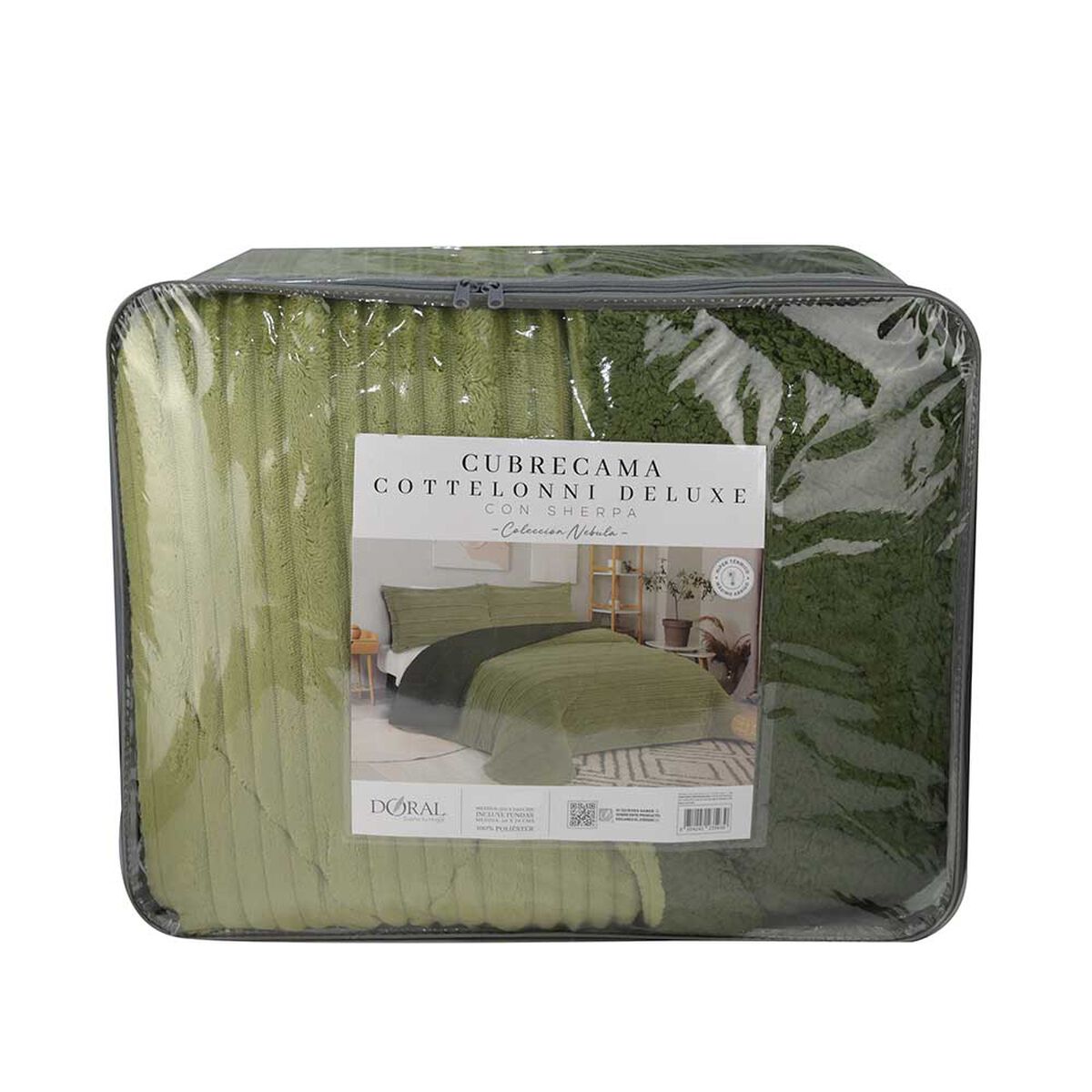 Cubrecama Doral Super King Touch Nebula Sherpa Verde