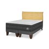 Cama Europea CIC Base Dividida 2 Plazas Lux + Respaldo Miro Mostaza