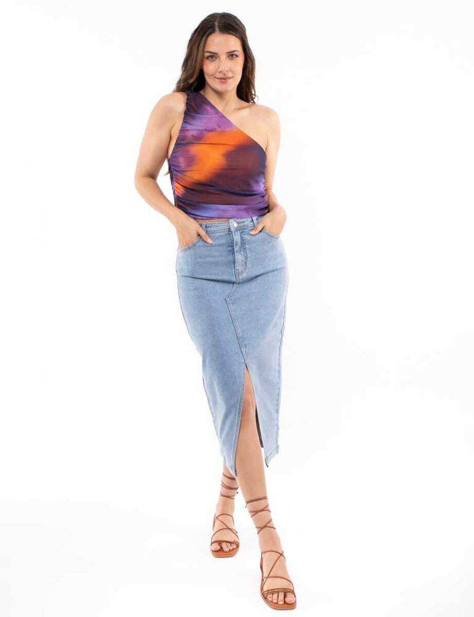 Falda Midi De Mezclilla Mujer Zibel
