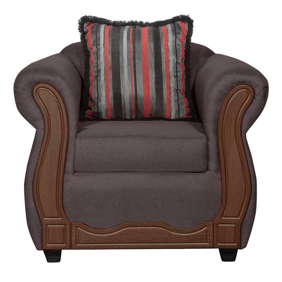 Juego de Living Black Factory Sofia Sof&aacute; 3 Cuerpos + Dos Sillones 1 Cuerpo Caf&eacute;