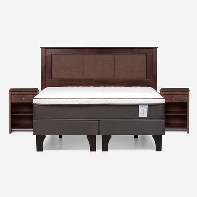 Imagen 1 del producto Cama Europea Base Dividida Rosen 2 Plazas New Style 4 Plus + Respaldo + 2 Veladores Rachel