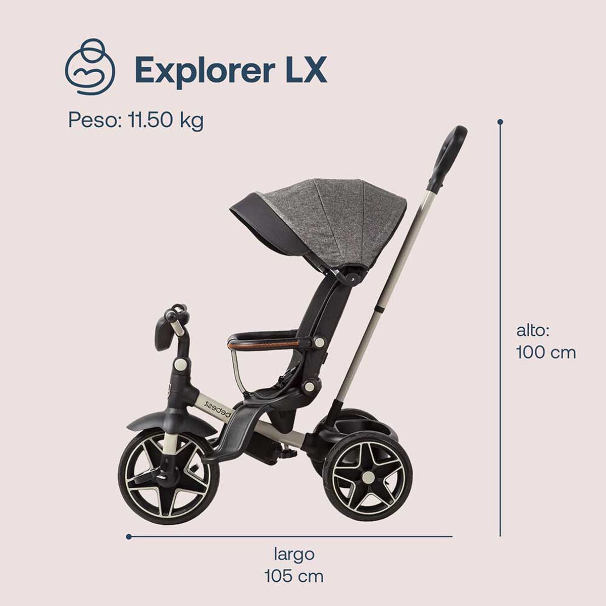 Triciclo Explorer Gris Bebesit