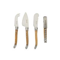 Set 4 Cuchillos para Queso Simplit Provenza Madera Acero Inoxidable Café