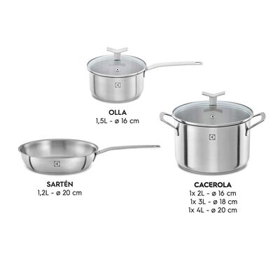 Imagen 2 del producto Batería de Cocina Acero Inoxidable Electrolux 9 Piezas