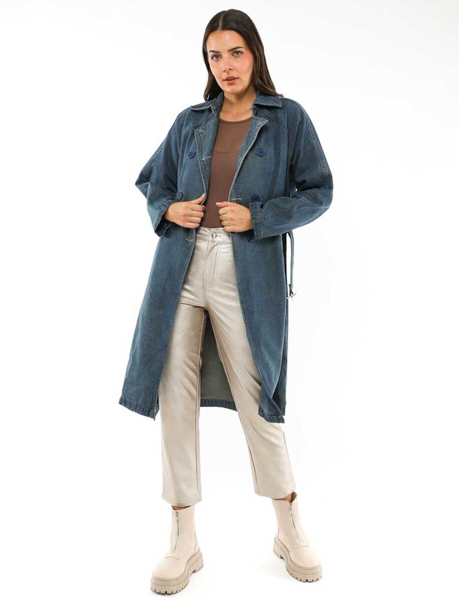 Abrigo Trench Denim Mujer Zibel