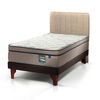 Cama Europea Flex 1,5 Plazas M&aacute;ximo Cobre  + Respaldo Tubular Beige