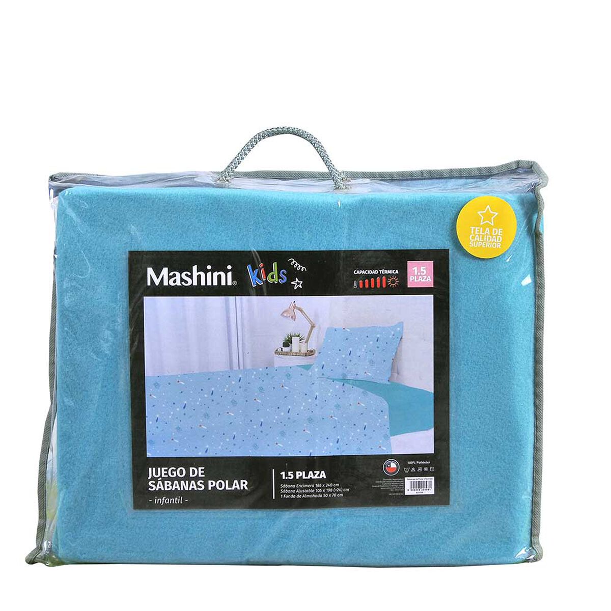 Juego de Sábanas Polar Mashini 1,5 Plazas Sky