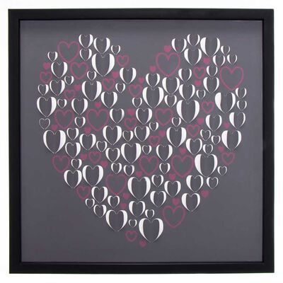 Cuadro Relieve Plástico Vgo Corazones 50 x 50 cm Negro