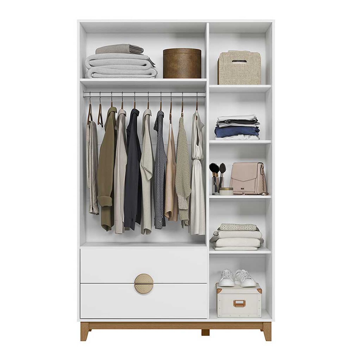 Clóset Vekkahome Ipe 3 Puertas 2 Cajones Blanco Café
