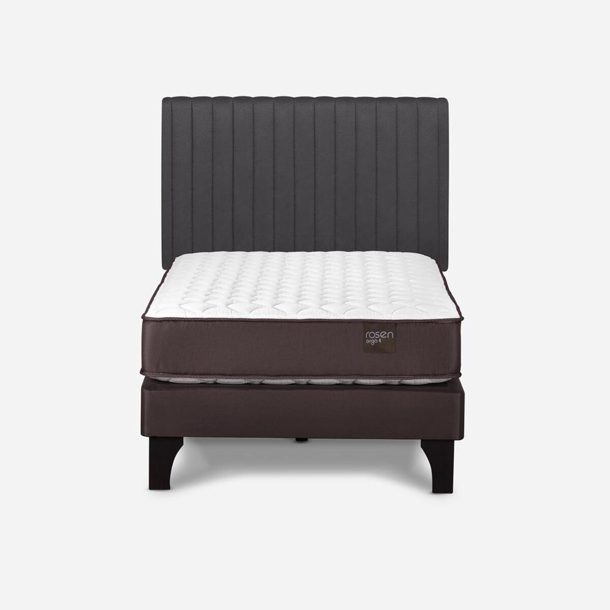 Cama Europea Rosen 1,5 Plazas Ergo T + Respaldo Grafito
