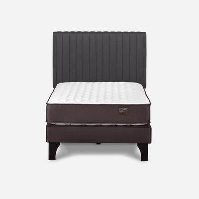 Cama Europea Rosen 1,5 Plazas Ergo T + Respaldo Grafito