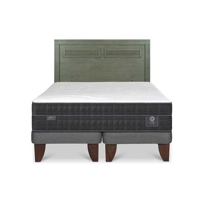 Cama Europea CIC Base Dividida King Lux + Respaldo Milan Olivo