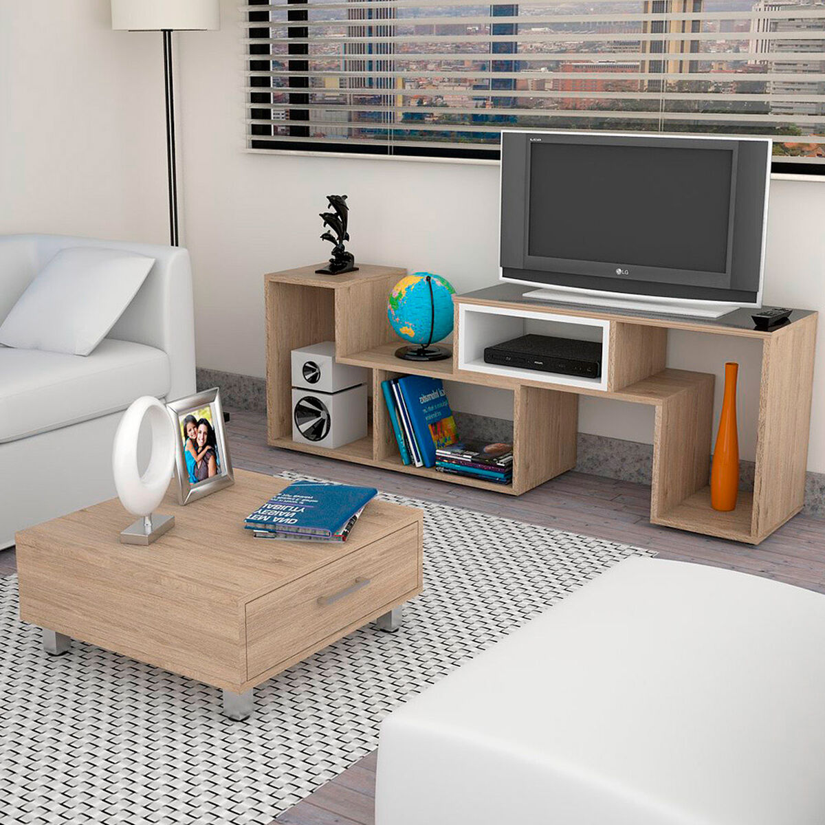 Rack TV Extensible + Mesa de Centro Beijing TuHome