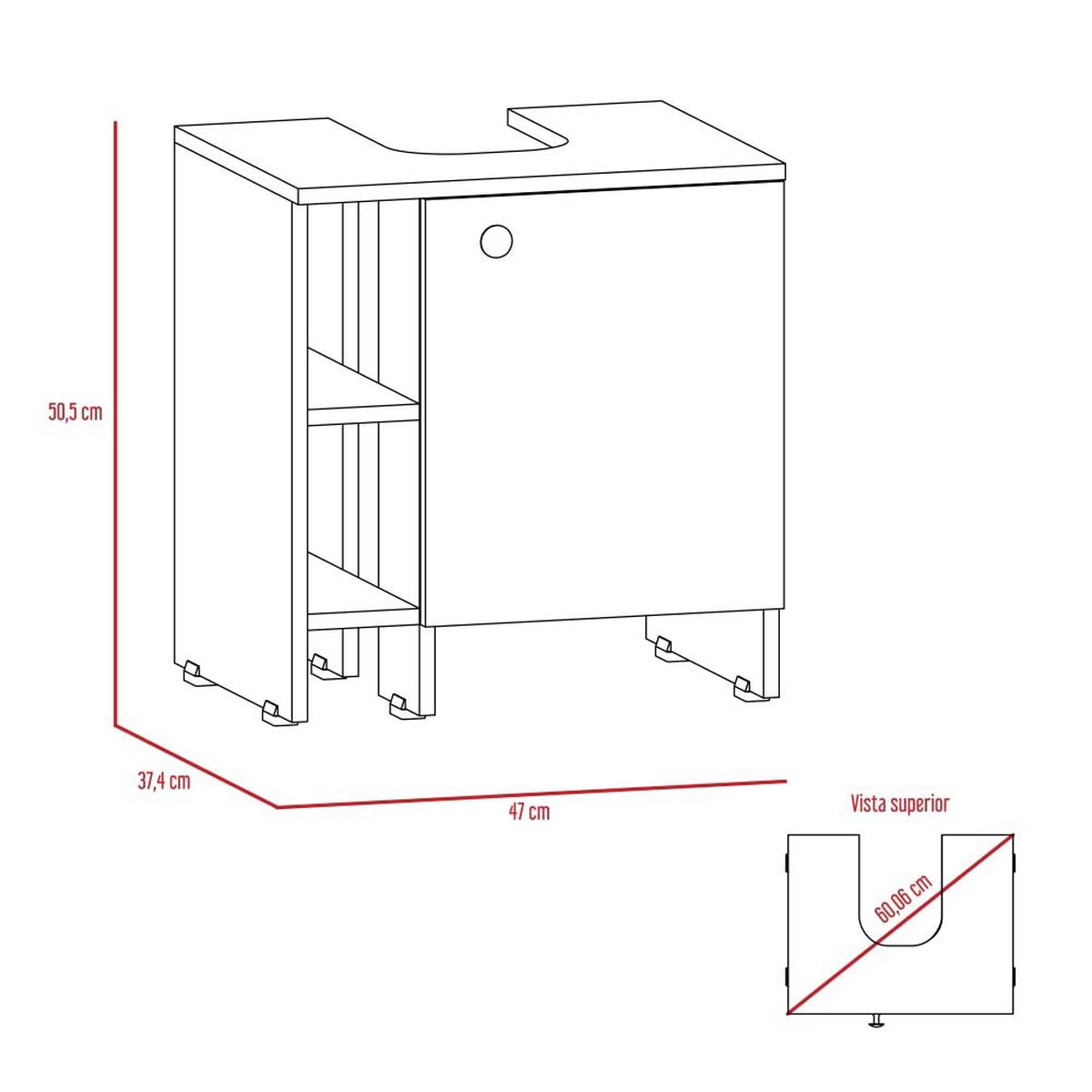 Combo Botiquín + Mueble Lavamanos + Mueble Auxiliar TuHome My Bath Blanco