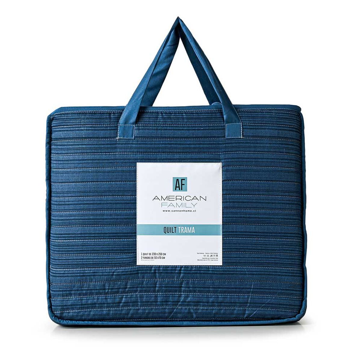 Quilt American Family 1,5 Plazas Trama Azul