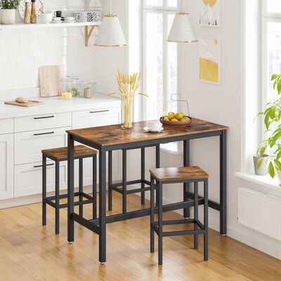 Mesa de Comedor Diario Fm Furniture Metalwood Colection Marrón Rústico