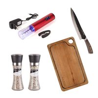 Set Parrillero Wayu Tabla + Cuchillo + Sacacorchos Recargable + Mix de Sales