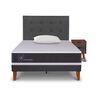 Cama Europea CIC 1,5 Plazas New Ortopedic + Respaldo Eufrates + Velador + Almohada Viscoel&aacute;stica