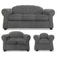 Juego de Living Elegant Detail Marsella Sofá 3 Cuerpos + Sofá 2 cuerpos + Sillón 1 Cuerpo Gris