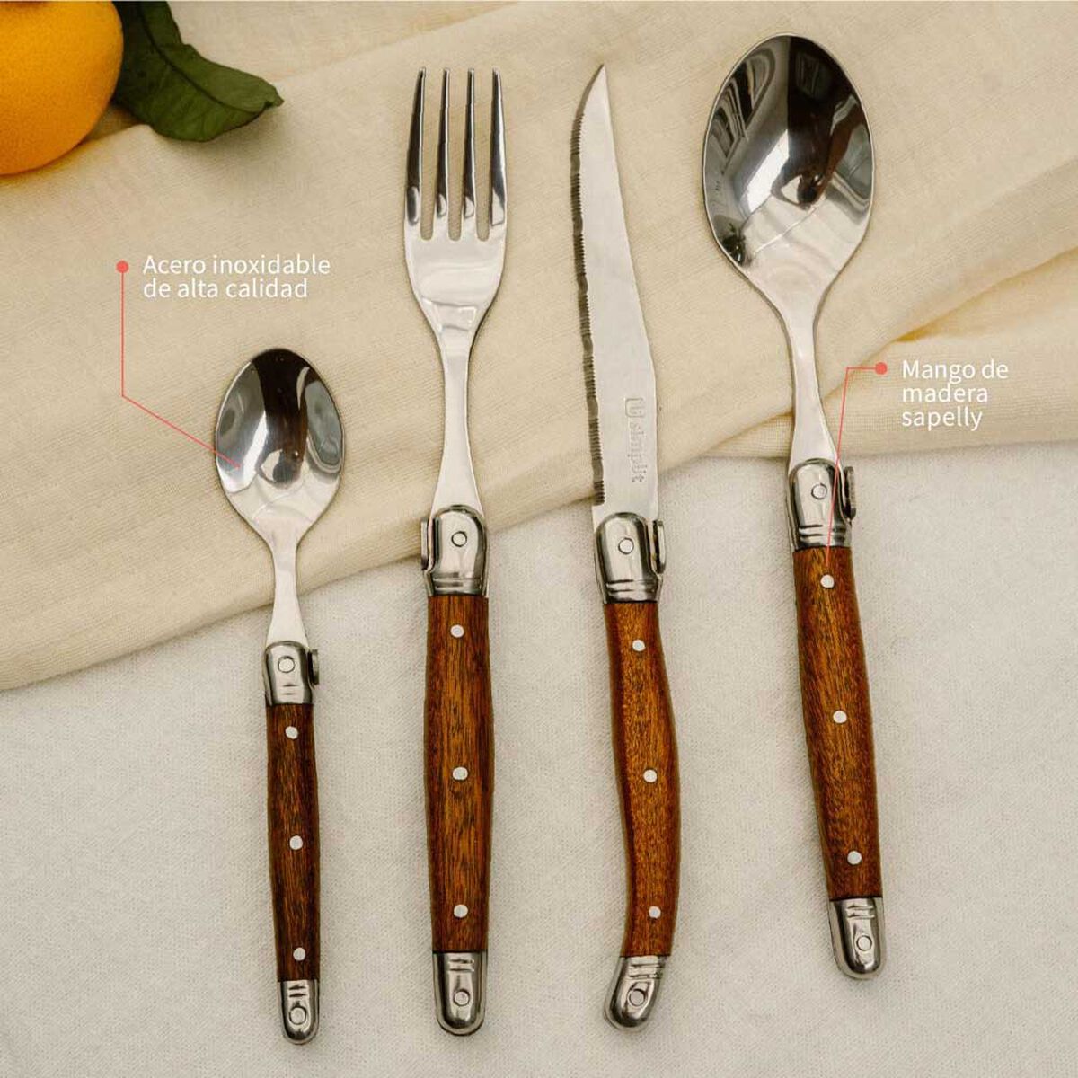 Set de Cuchillería Simplit Le Mans 24 Piezas Marrón