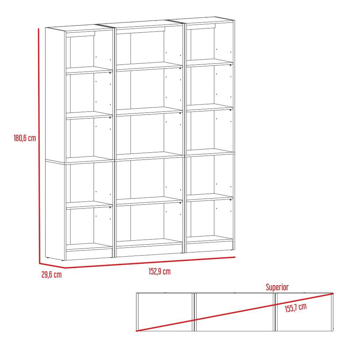 2 Estantes 45 cm + Estante 62 cm TuHome Home Macadamia