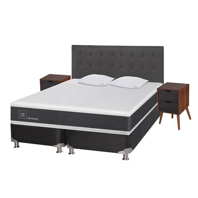 Imagen 2 del producto Box Spring CIC king New Ortopedic + Respaldo + Velador + Almohada Eufrates