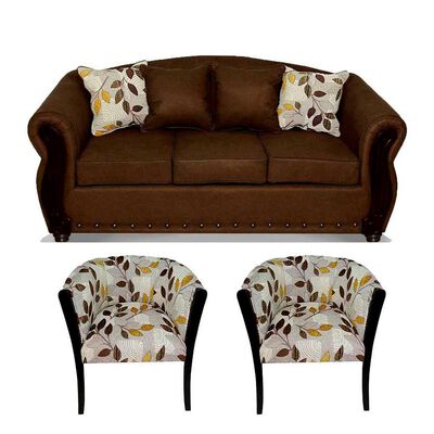 Juego de Living Elegant Detail Bartolucci Sof&aacute; 3 Cuerpos + Dos Sillones 1 Cuerpo Caf&eacute;