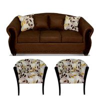 Juego de Living Elegant Detail Bartolucci Sofá 3 Cuerpos + Dos Sillones 1 Cuerpo Café