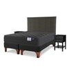 Cama Europea Flex Base Dividida King Black + Respaldo Design Grafito + 2 Veladores Rover