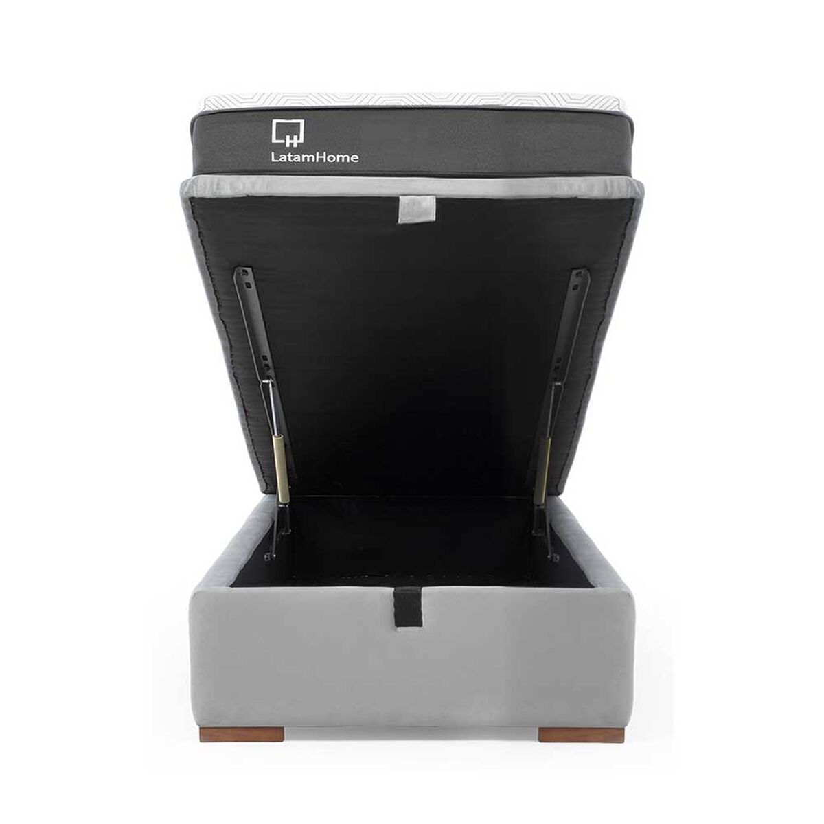 Cama Boxet Latam Home 1.5 Plazas + Colch&oacute;n Resortes Zen Pro Funda Lavable Gris