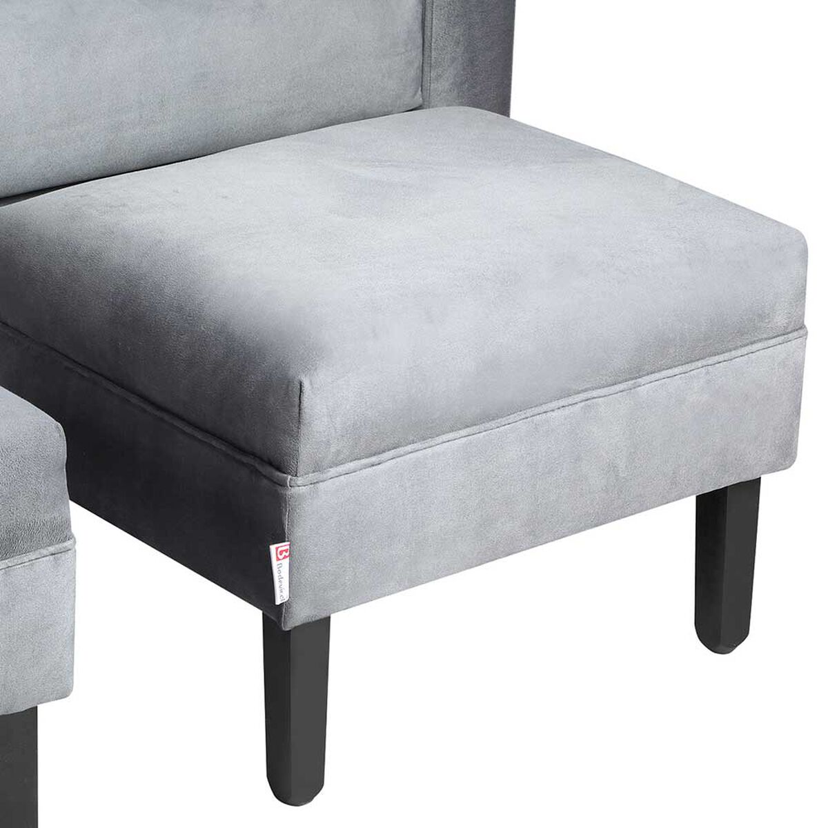 Juego de Living Bodevir Sky Felpa 00 Sofá 3 Cuerpos + Dos Pouf 1 Cuerpo Gris 