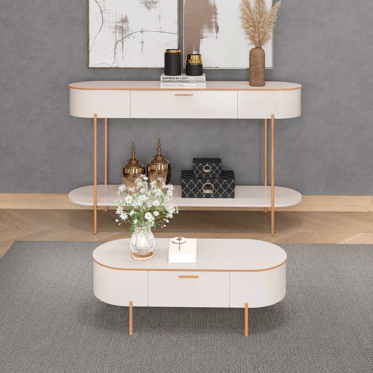 Mesa de Centro Altavision Celena Blanco Crema