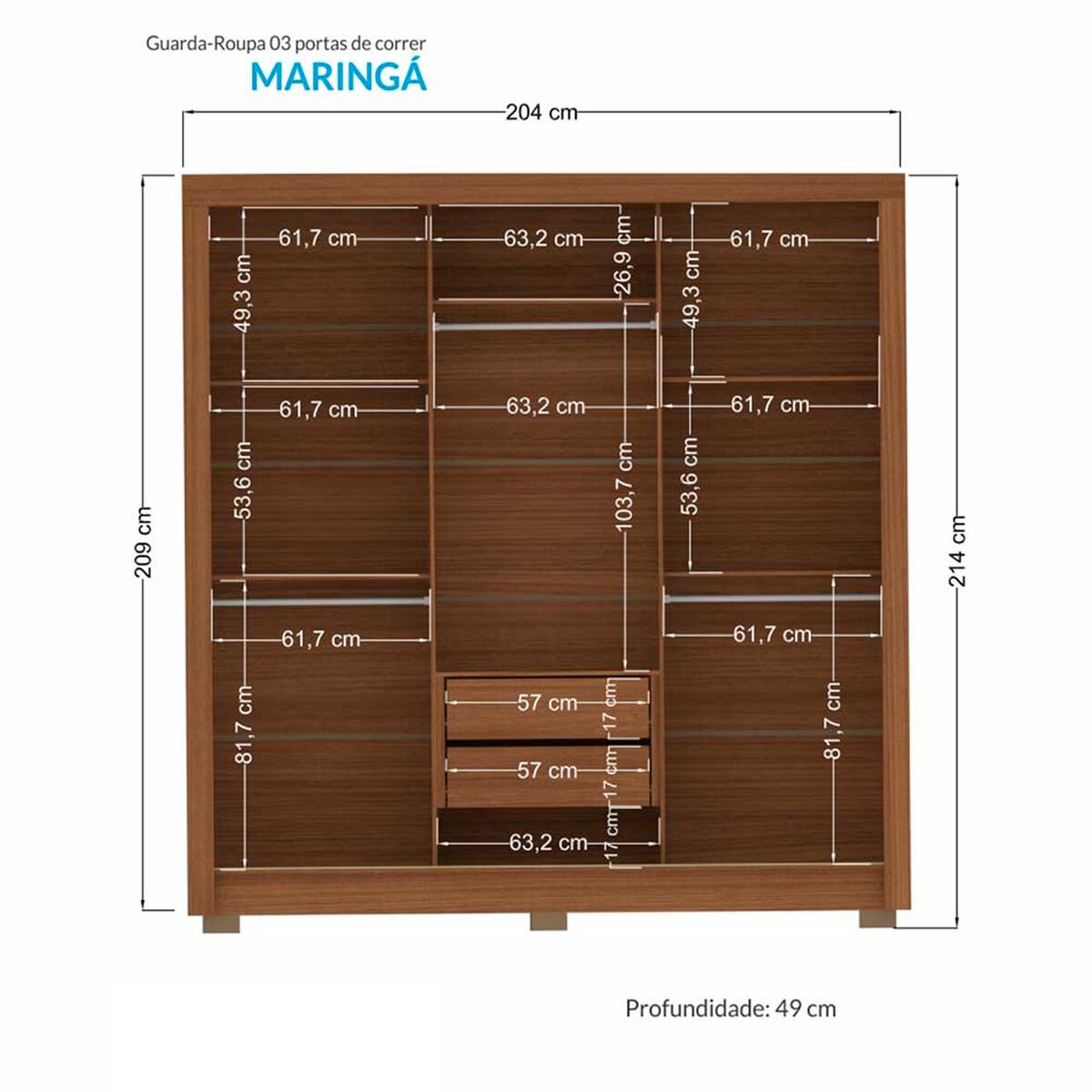 Clóset Onessta Maringa 3 Puertas 2 Cajones Arena