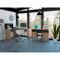 Combo Escritorio en L + Gabinete TuHome Bilbao Miel Wengue