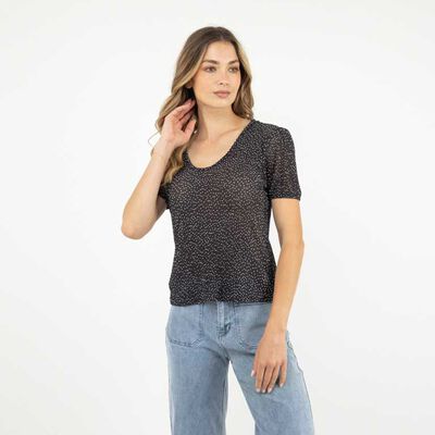 Blusa Manga Corta Mujer Zibel Negro, Piton