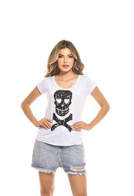Imagen 1 del producto Polera Manga Corta Mujer Rock Caviar Blanco
