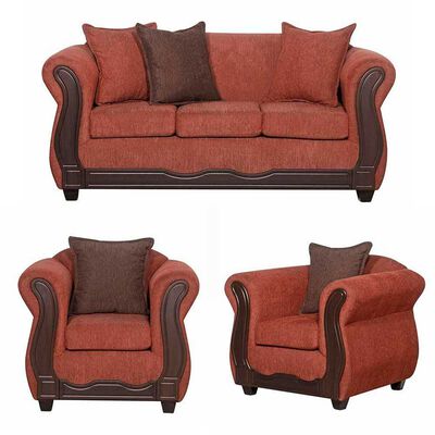 Juego de Living Black Factory Barcelona Sofá 3 Cuerpos + Dos Sillones 1 Cuerpo Terracota