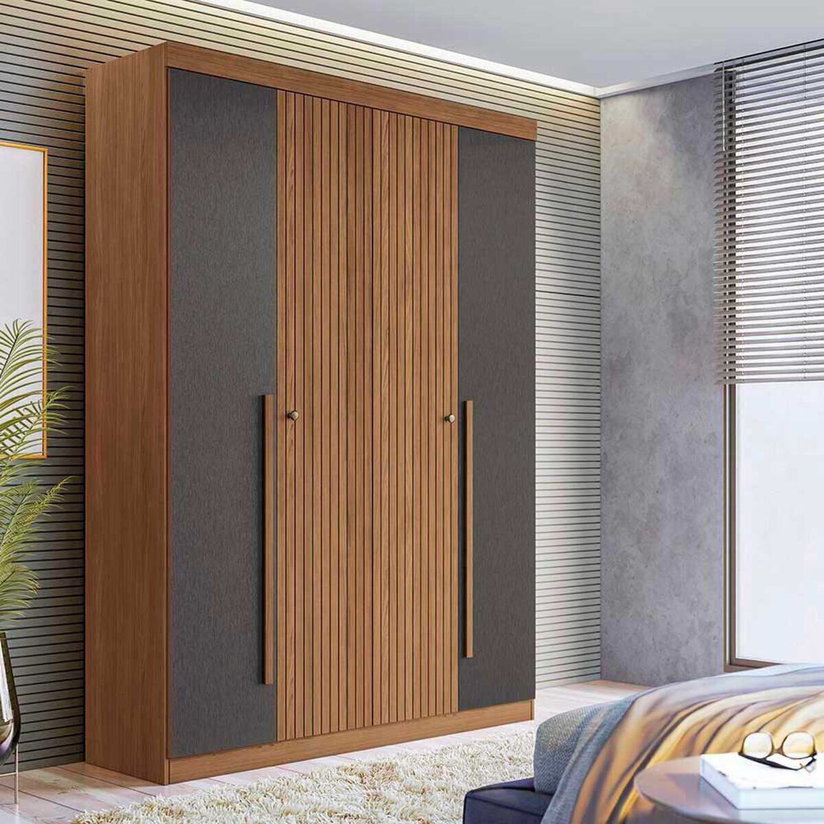 Cl&oacute;set Onessta Buriti 4 Puertas 2 Cajones Jatoba Grafito