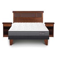Cama Europea CIC 2 Plazas Anatomic + Respaldo + 2 Veladores New Dublin Caramelo