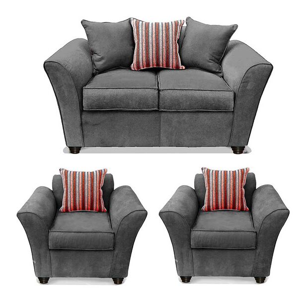 Juego de Living Elegant Detail Minesota Sofá 2 Cuerpos + Dos Sillones 1 Cuerpo Gris