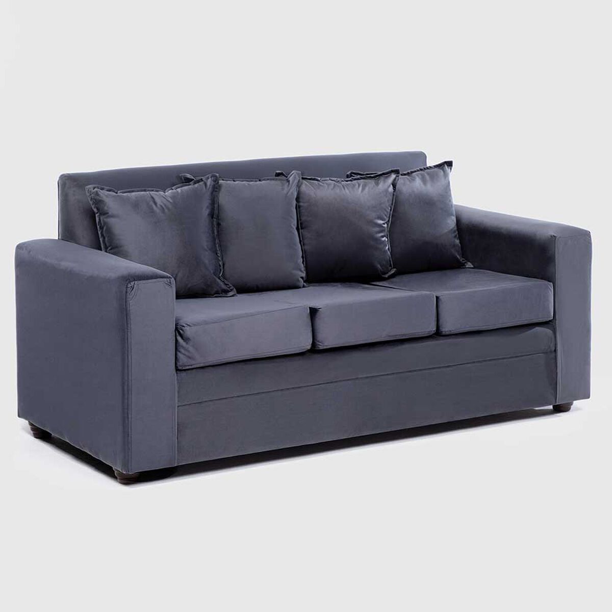 Juego de Living Almore Paris 3 Cuerpos + Dos Pouf 1 Cuerpo Negro