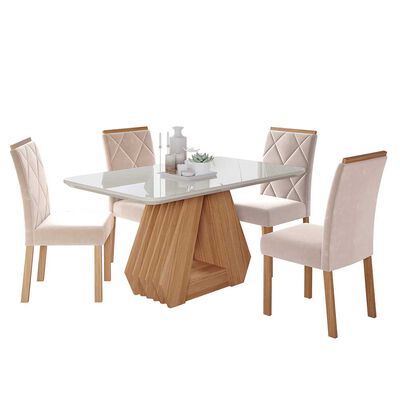 Juego de Comedor Decocasa Agata 4 Sillas Off White