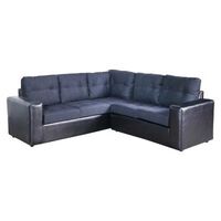 Sofá Seccional Modular Kea Liverpool 5 Cuerpos PU Tela Negro Gris