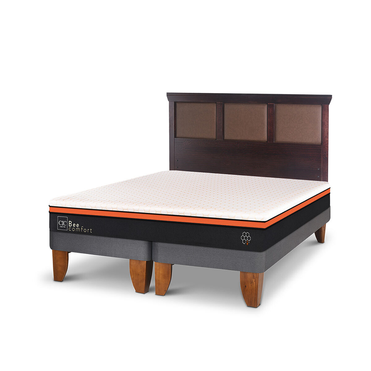 Cama Europea CIC Base Dividida 2 Plazas Bee Comfort + Respaldo