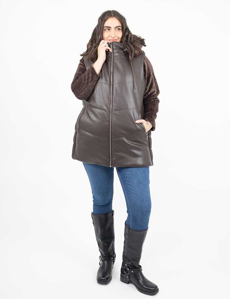 Parka Ecocuero Sin Mangas Mujer Extralindas