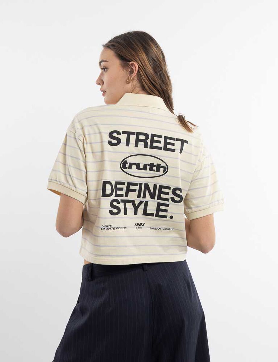 Polera Cuello Polo Manga Corta Mujer Icono